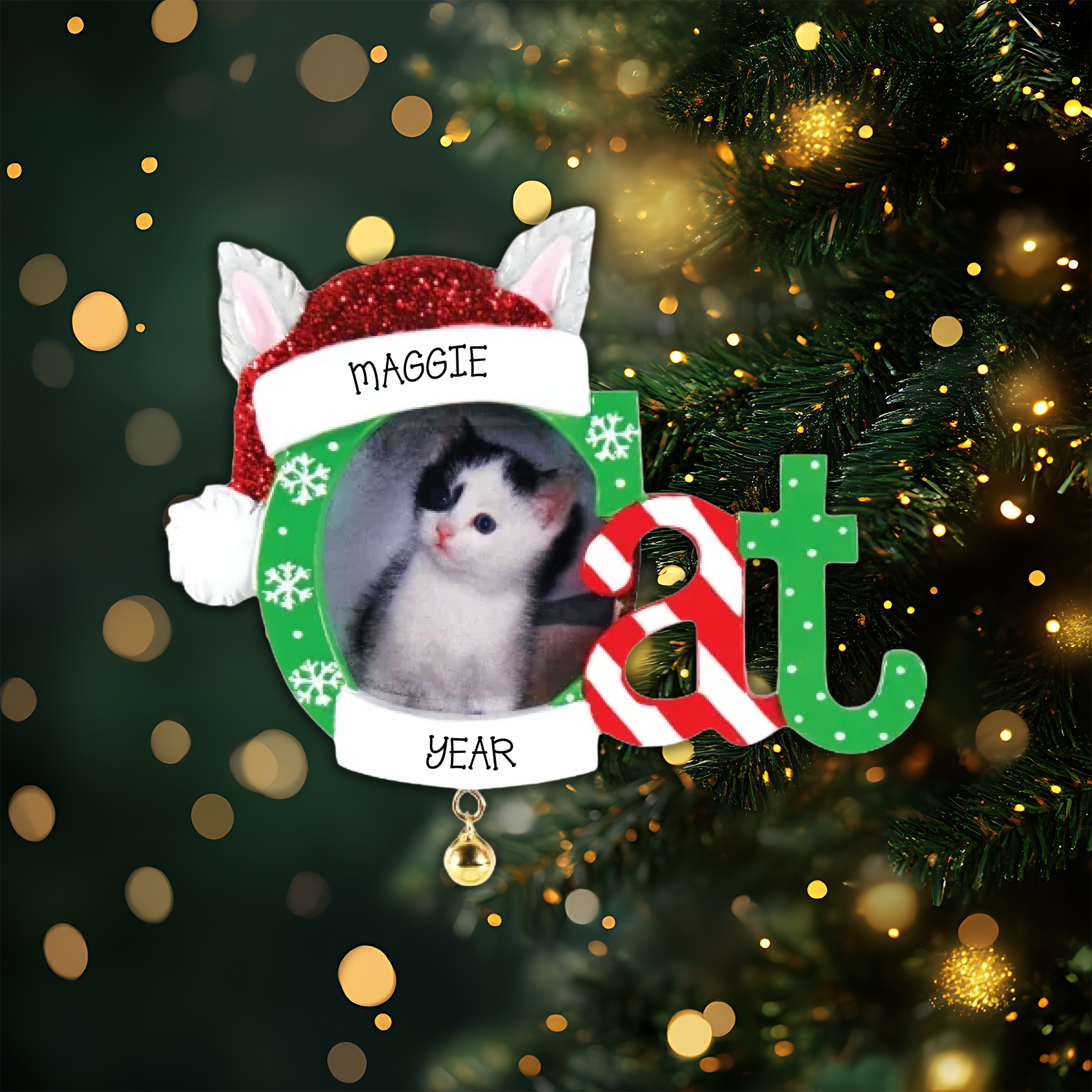 Christmas Cat Frame Personalized Christmas Ornament