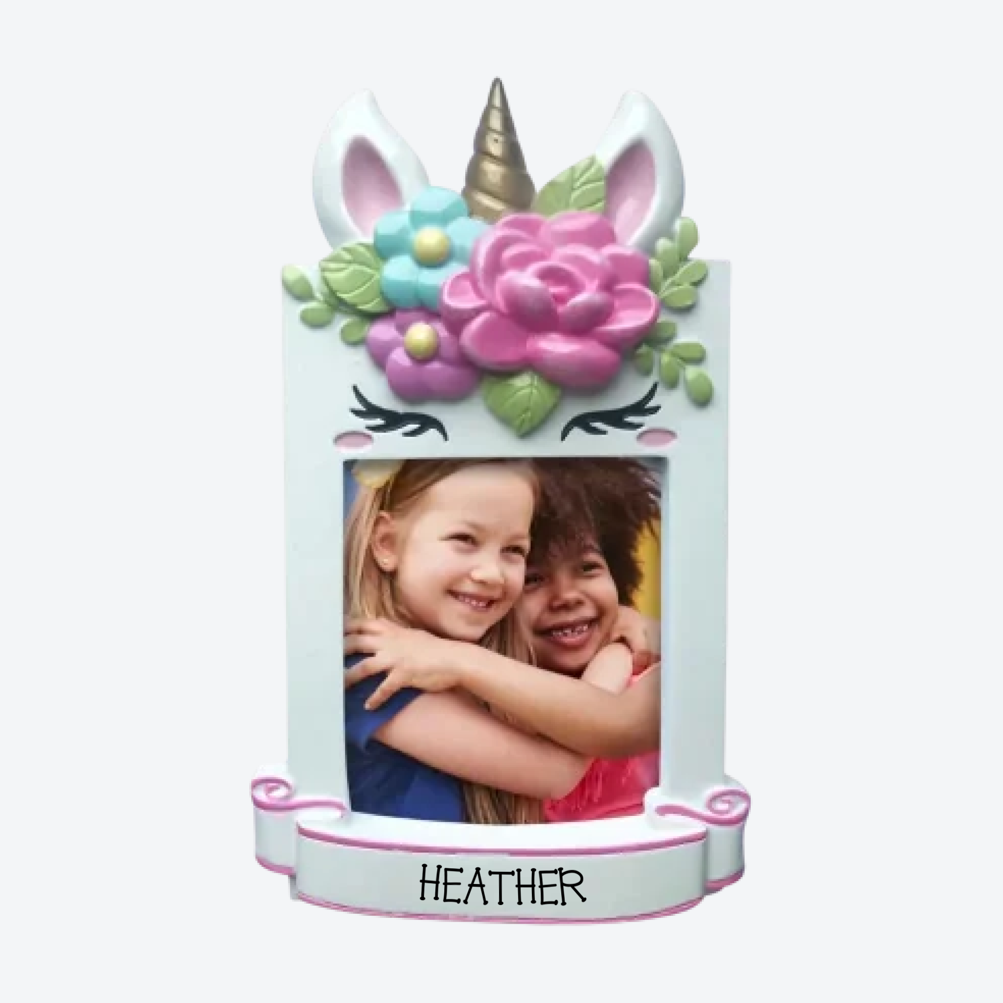 Unicorn Picture Frame Personalized Christmas Ornament