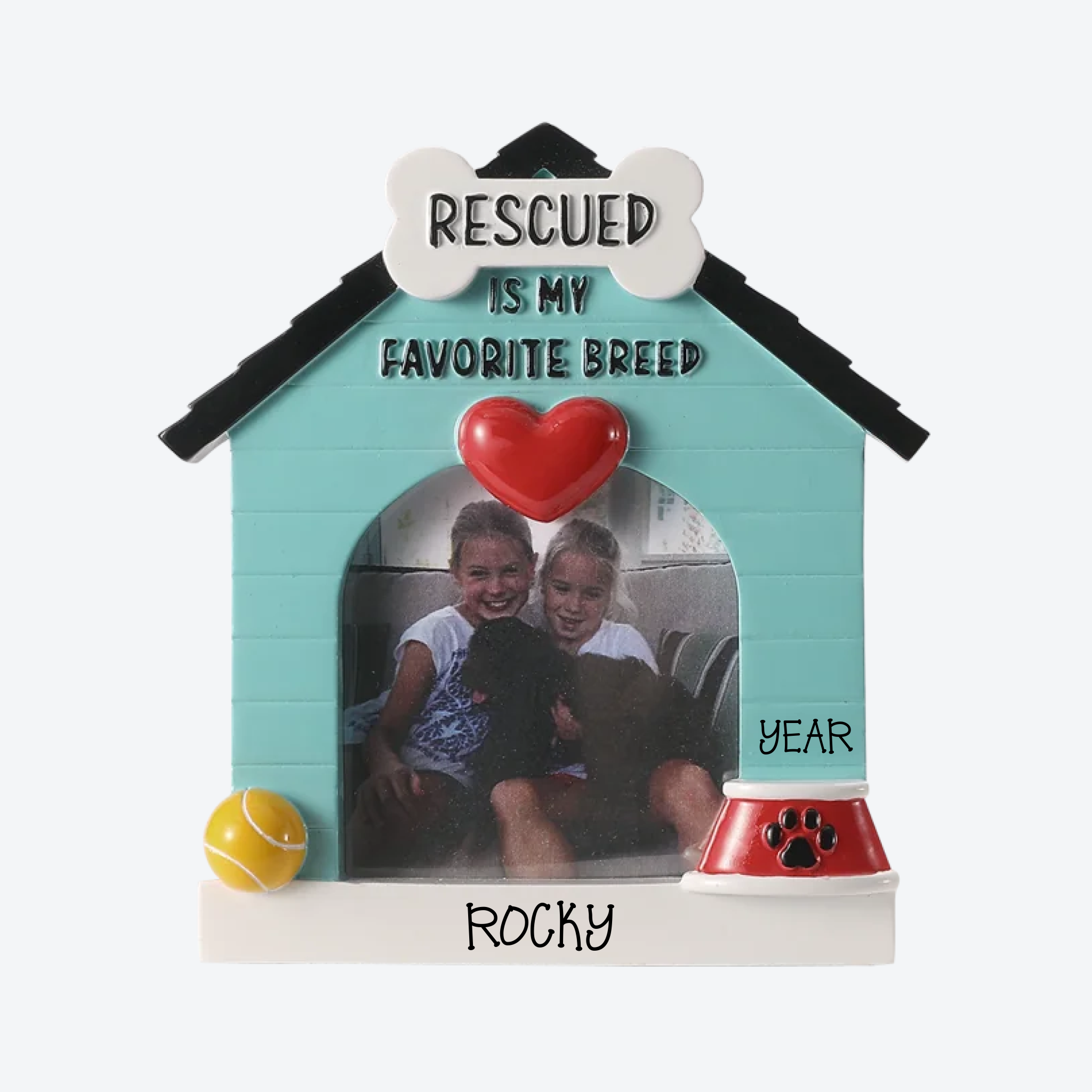 Rescued Pet Photo Frame Personalized Christmas Ornament