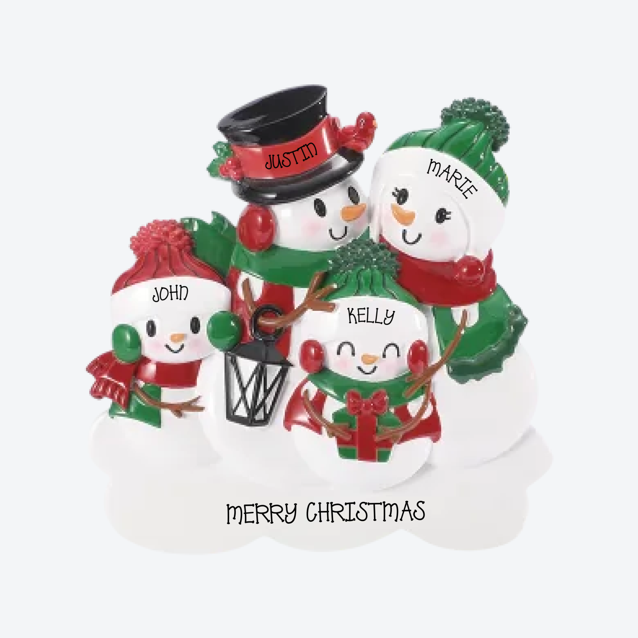 TTT2255-4 - TABLE TOPPER- NEW SNOWMAN FAMILY OF 4