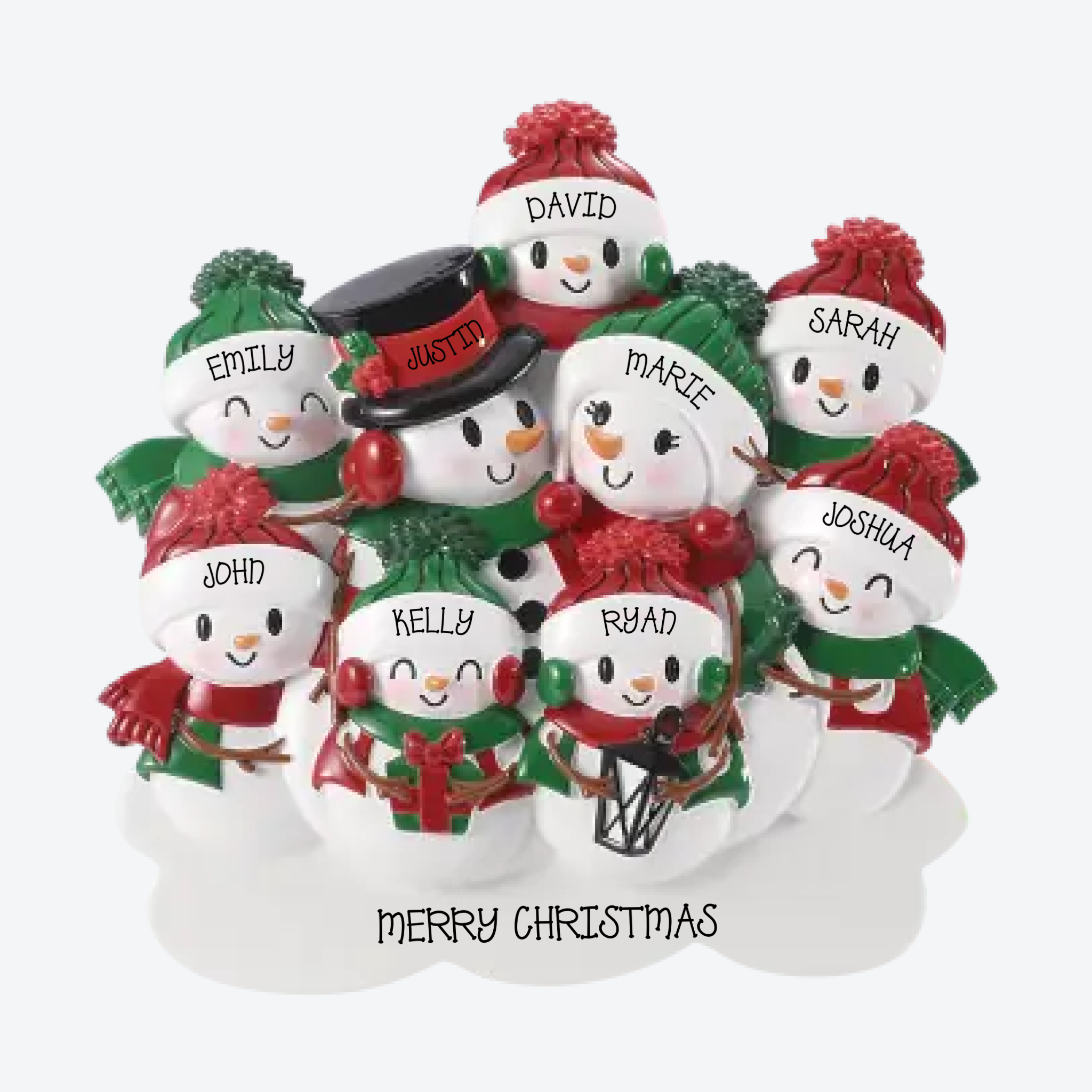 TTT2255-9 - TABLE TOPPER- NEW SNOWMAN FAMILY OF 9