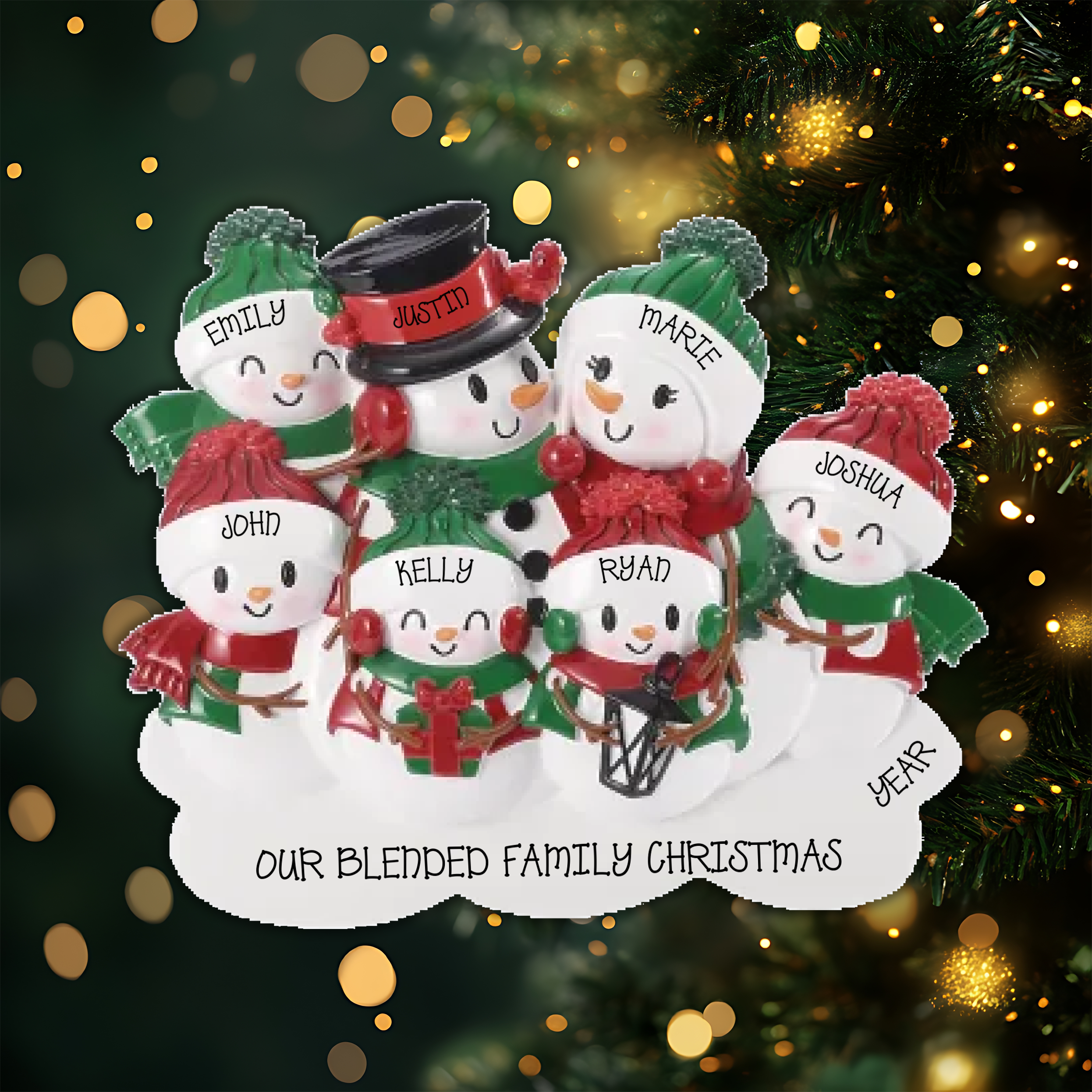 Snowman Family of 7 Personalized Table Topper