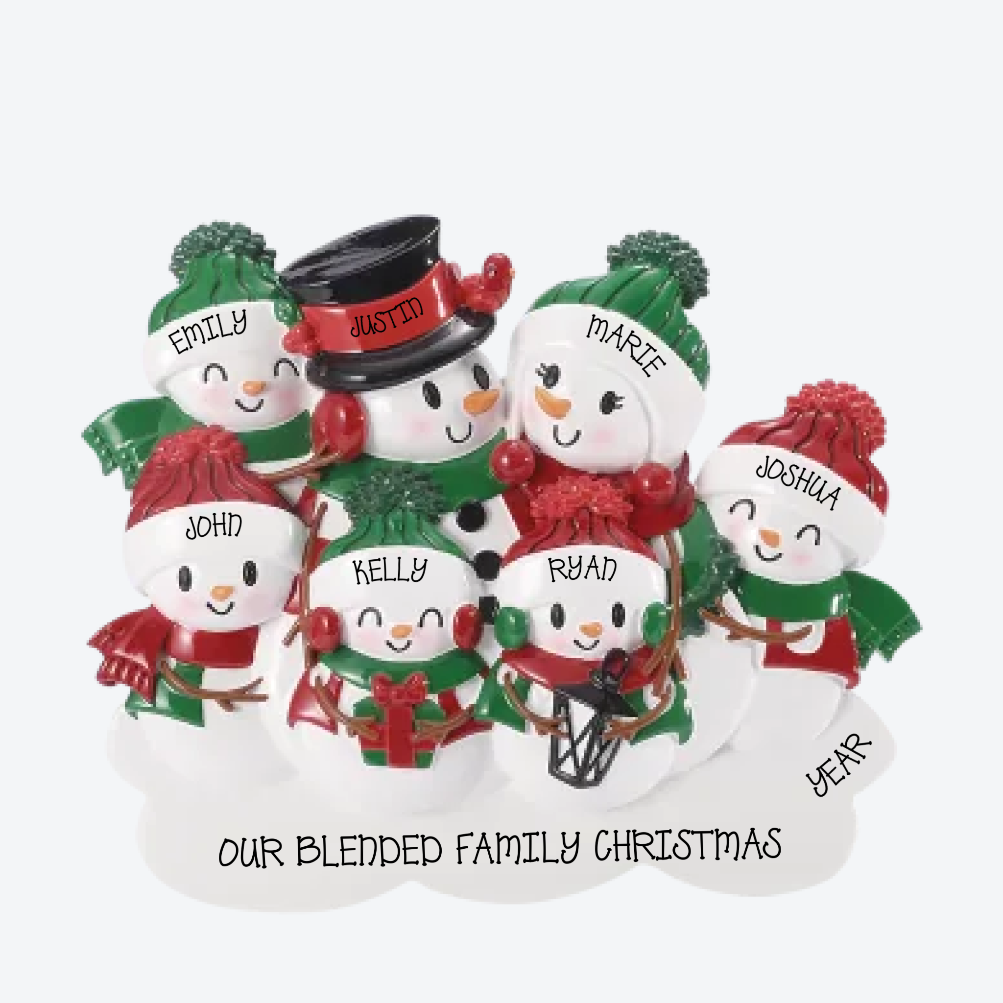 Snowman Family of 7 Personalized Table Topper